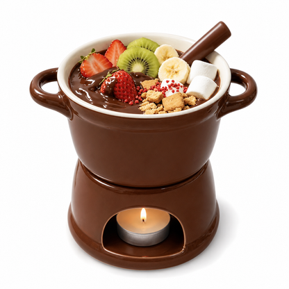 🍪Ceramic Chocolate and Cheese Fondue Melter Mug with Fork☕