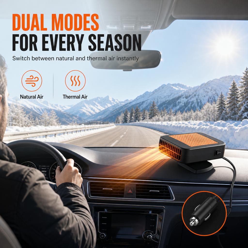 Portable 12V Car and Windshield Defroster Defogger Fan for Vehicles