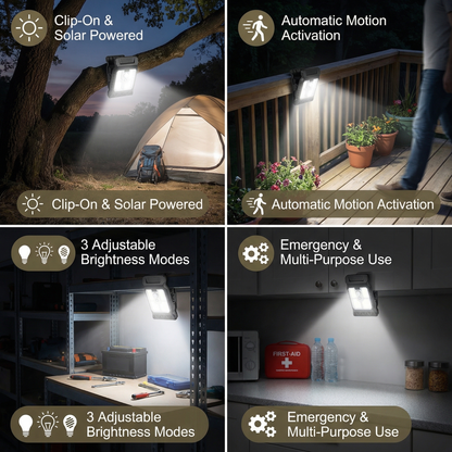 Practical Clip-On Solar Lamp with Motion Sensor